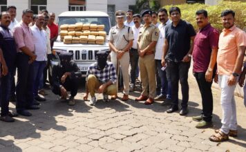 ಬೃಹತ್ ಪ್ರಮಾಣದಲ್ಲಿ ಸಾಗಾಟ ಮಾಡುತ್ತಿದ್ದ 28 ಲಕ್ಷ ಮೌಲ್ಯದ ಗಾಂಜಾ ವಶ; ಇಬ್ಬರು ಆರೋಪಿಗಳ ಸೆರೆ