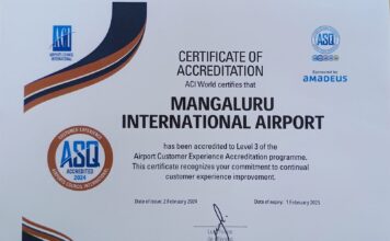 ಮಂಗಳೂರು ಅಂತಾರಾಷ್ಟ್ರೀಯ ವಿಮಾನ ನಿಲ್ದಾಣಕ್ಕೆ ಲೆವೆಲ್ 3 ಎಸಿಐ ಗ್ರಾಹಕ ಅನುಭವ ಮಾನ್ಯತೆ