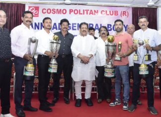 ಕಾಸ್ಮೋಪೋಲಿಟನ್ ಕ್ಲಬ್: ಸ್ನೂಕರ್, ಬಿಲಿಯರ್ಡ್ಸ್ ವಿಜೇತರಿಗೆ ಬಹುಮಾನ ವಿತರಣೆ
