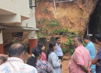 ಕದ್ರಿ ಶಿವಭಾಗ್ ನಲ್ಲಿ ತಡೆಗೋಡೆ ಕುಸಿತ: ಶಾಸಕ ವೇದವ್ಯಾಸ ಕಾಮತ್ ಪರಿಶೀಲನೆ
